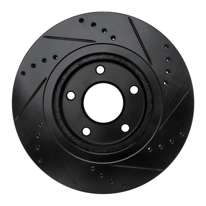 Nissan Sentra Brake Rotor (1) - Front Left - R1 Concepts - Drilled & Slotted - Black - `07-`15